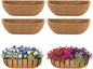 4 Pcs 36 Inch Trough Coco Liner for Window Box, 100% Natural Half Moon Coconut Coir Planter, Replaceable Coconut Fiber Liner for Window Boxes & Fence Flower Baskets (4, 36 inch)
