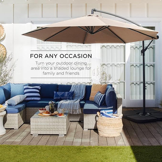 Offset Hanging Market Patio Umbrella w/Easy Tilt Adjustment, 10ft