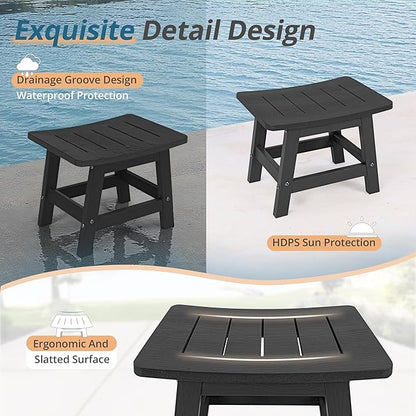 LUE BONA Outdoor Adirondack Ottomans, Footrest Footstool, Outdoor Foot Rest for Patio, HDPS All Weather Waterproof Footrest Footstool for Adirondack Chair, Black