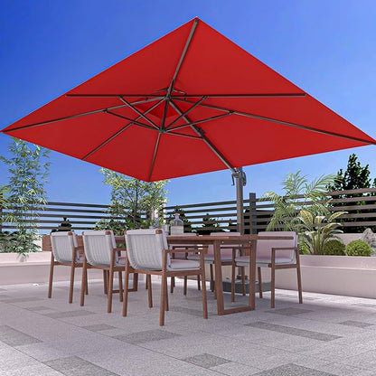 10' X 13' Outdoor Patio Umbrella Large Rectangle Cantilever Umbrella Heavy Duty 360°Rotation Offset Umbrella for Garden Deck Pool Patio,Red