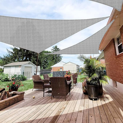 Patio Paradise 24' x 24' x 24' Sun Shade Sail Triangle Canopy Shade Cloth Fabric Sunlight Block Patio Pergola Cover HDPE Deck Awning for Outdoor Backyard Roof Shading, Gray