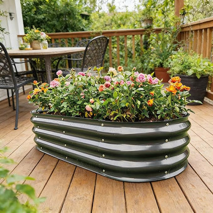 Gardmax 2 Pack Galvanized Raised Garden Bed, Lightweight Planter Boxes Outdoor with Easy Assembly, Large Garden Bed for Vegetables, Fruits, Flower Dark Grey