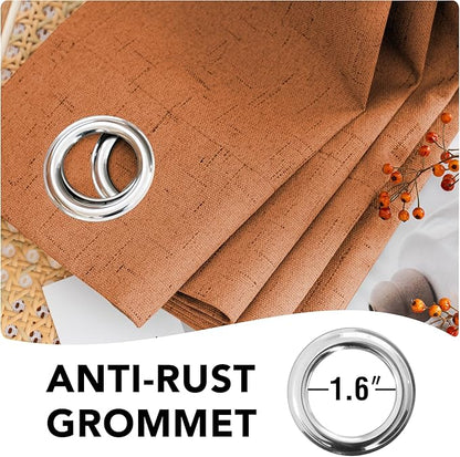 H.VERSAILTEX Halloween Curtains 100% Blackout Curtains for Bedroom Thermal Insulated Linen Textured Drapes Heat and Full Light Blocking Drapes Living Room Curtains 2 Panel Sets, Orange, 52x84 Inch
