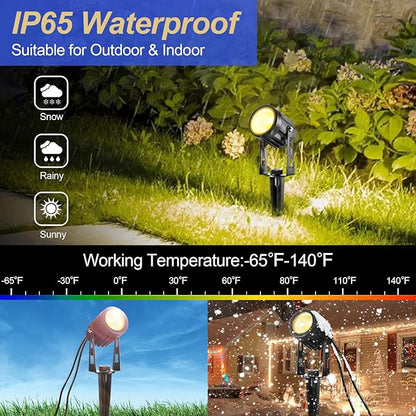 Landscape Lighting, 3W 12V Extendable Low Voltage 6 in 1 Landscape Lights with Transformer IP65 Waterproof 1800 Lumen Outdoor Spotlight for Garden Walls Trees Flag Pathway, Warm White