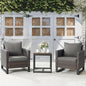 Belord Outdoor Bistro Set 3 Piece Wicker Patio Chairs, Oversize Rattan Seating Set, All-Weather Furniture With Metal Side Table and Removable Cushion for Outside, Brown