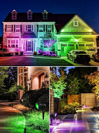 ZUCKEO All-in-One RGBW Landscape Lighting Kit, 5W Color Changing Low Voltage Landscape Lights with Transformer and 80FT Wire, LED Multi-Color Landscape Spotlights for Holiday Yard Garden House, 8Pack