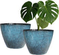 2 Pack Plastic Plant Pots with Drainage Holes, 8 inch Planter for Indoor Outdoor Plant, Garden Flower Pots for Aloe, Herbs, Cactus(Blue, 2pcs)