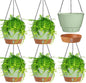 Amyhill 6 Pcs 8 Inch Hanging Planter for Indoor Plants Self Watering Hanging Pot Baskets with Drainage Hole Visible Water Level Tray with Hooks for Garden Outdoor(Green)