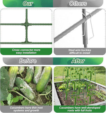 Cucumber Trellis for Raised Bed 50 x 34 Inch U-Shape Garden Trellis for Climbing Plants Outdoors Metal Garden Cucumbers Arch Trellis, Cucumber Plant Support for Tomato, Pea, Zucchini, Vine Flower