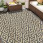 SAND MINE Reversible Mats, Plastic Straw Rug, Modern Area Rug, Large Floor Mat and Rug for Outdoors, RV, Patio, Backyard, Deck, Picnic, Beach, Trailer, Camping (8' x 10', Grey Tan Lattice)