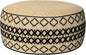 Outdoor Inflatable Ottoman with Air Pump, Embroidery Patio Footrest Stool D21”x H9”, Round Pouf Ottoman with Portable Handle Suitable for Garden, Camping, Bedroom, Living Room