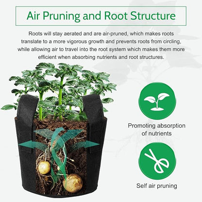 JERIA 12-Pack 3 Gallon Grow Bags, 300G Thickened Nonwoven Garden Pots,Heavy Duty Fabric Pots with Reinforced Handles