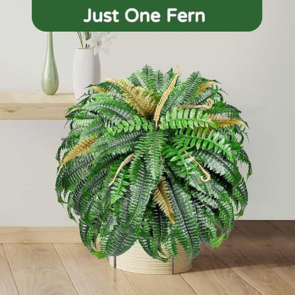 Set of 2 Large Autumn 88 Leaves Artificial Ferns for Outdoors Look Real, Fake Faux Boston Ferns for Outdoor Planter Realistic UV Resistant Artificial Fake Plants for Porch Patio Hanging 47 inch