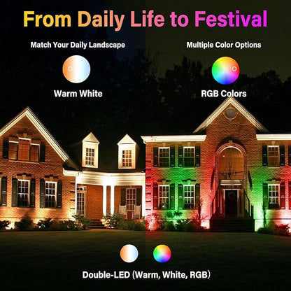 Christmas Spot Lights Outdoor Color Changing Landscape Spotlights,12W RGBW LED Outdoor Spot Lights for Yard Garden Decor,Waterproof 110V Plug in Landscape Lighting with Remote,4 Packs