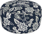 LVTXIII Indoor/Outdoor Extra Large Inflatable Ottoman Pouf D31 x H14 Inch, Round Footstool with Handle, Weather-Resistant Portable Furniture for Patio, Camping, Beach, Elegant Vines Navy