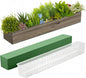 Dandat 1 Set Wood Boxes for Centerpieces 28 x 5 Inch Rectangle Wooden Planter Box Rustic Wooden Planters with Removable Plastic Liner Floral Foam Blocks for Christmas Wedding Home Garden Decor(Brown)