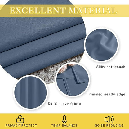 NICETOWN Stone Blue Blackout Sliding Door Curtains, Grommet Thermal Curtain Window Treatment Room Divider Drape Sound Reducing for Patio Door/Living Room, 1 Panel, W80 x L90