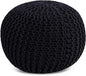 FRELISH DECOR Round Pouf Ottoman Hand Knitted 100% Cotton Pouf Foot Stool - Knitted Bean Bag - Floor Chair for Living Room Bedroom - Foot Rest for Couch (20 Diameter x 14 Height) - Black