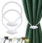 Hion Magnetic Curtain Tiebacks White 2pcs, Curtain Tiebacks Buckles Holdbacks Holders Hooks Clip for Home Bedroom Office Decorative Curtain
