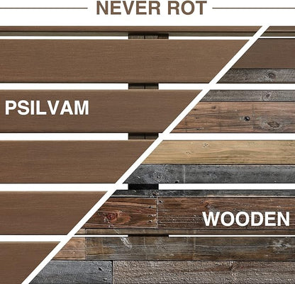 Psilvam Knight Bench Set of 2, Two Person Outdoor Poly Lumber Patio Backless Bench, Weatherproof Garden Bench That Never Rot and Fade, Suit for Church, School, Garden, Porch and Park (Brown)