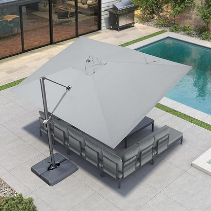 PURPLE LEAF Patio Umbrella 10' X 13' Rectangle Cantilever Umbrella Large Aluminum Outdoor Umbrellas with 360-degree Rotation & UPF40+ Premium Fabric for Deck Pool Garden Yard, Pebble Grey