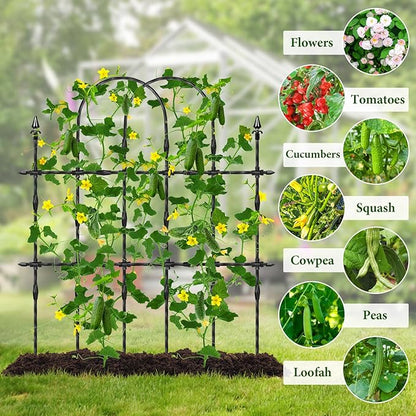 2026 New Upgraded Garden Trellis for Climbing Plants Outdoor, 47.2" Hx39.6 W Rustproof Sturdy Garden Arch Trellis for Potted Climbing Cucumber Tomato Vegetable Rose Flower Plant Trellises