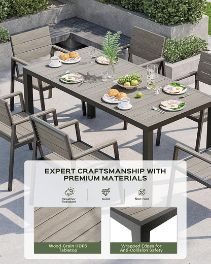 Outdoor Dining Chairs Set of 2, HDPS + Aluminum Patio Dining Chairs with Ergonomic Design and Wide Seat, 2 Piece Outdoor Chairs for Garden, Backyard, Deck (Gray)