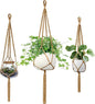 Macrame Plant Hanger - Fits 4 to 13 inches Pots for Indoor Outdoor, 34"/41"/46" 3 Sizes Set, Brown (POTS NOT Included)