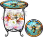 Outdoor Side Table Round Small Mosaic Patio Accent Indoor End Plant Coffee Tea Table for Yard Patio Porch Garden Living Room, Bedroom(Bee Style,14 Inch)