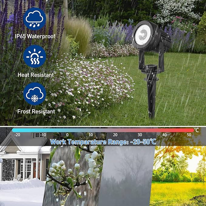 T-SUNUS Christmas Solar Landscape Spotlights 2 Pack Warm White 3000K, IP65 Waterproof Spot Lights 9.8ft Cable, Outdoor Halloween Garden Light Separated Panel for Tree Flag Yard Driveway Walkway Pool