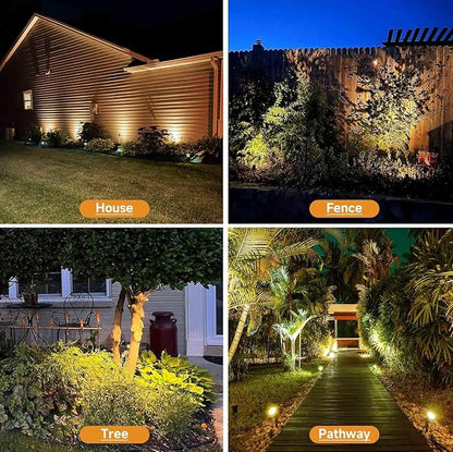 Warm White Spot Lights, Outdoor 3000K LED Spotlights, Outside Landscape Lighting IP65 Waterproof Garden Uplights for Lawn Front Porch Driveway Decorative, 4 Lights