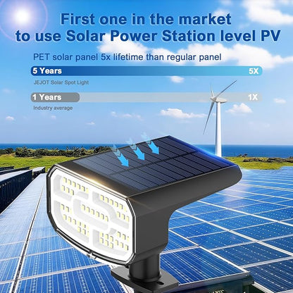 Solar Lights Outdoor Waterproof IP65, Super Bright LED, 6500K 2 Lighting Modes, Solar Powered Yard Garden Solar Spot Lights for Outside Landscape Auto On/Off -4 Pack