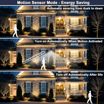 Solar Motion Lights Outdoor 2000LM Security Flood Lights IP67 Waterproof Spot Lights for Yard Porch Garage 1 Pack