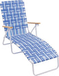 Camp & GO 4-Position Folding Web Lawn Chair Outdoor Lounger, Blue/White undefined/White