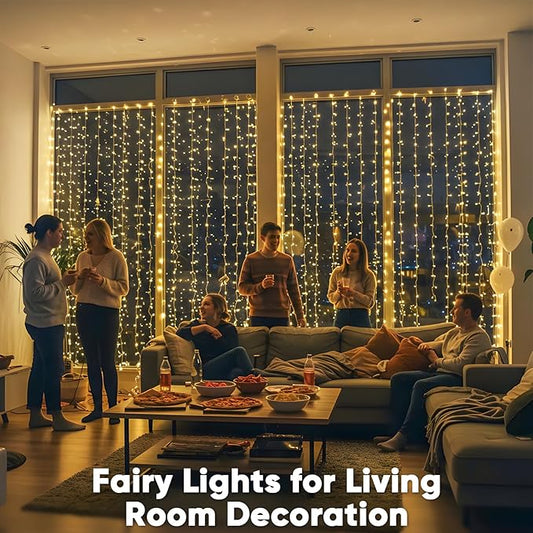 LED Curtain String Lights, 900 LEDs, Warm White, 29.5 x 9.8 ft