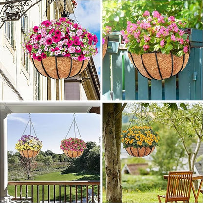 Y&M 4PCS 16" Round Coconut Fiber Liner Pre-Formed Replacement for 16'' Hanging Basket