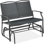 Best Choice Products 2-Person Outdoor Patio Swing Glider Steel Bench Loveseat Rocker for Deck, Porch w/Textilene Fabric, Steel Frame - Dark Gray