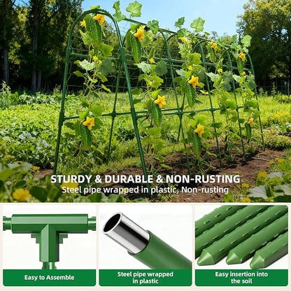 Cucumber Trellis for Raised Bed, U-Shape Garden Arch Metal Support for Climbing Plants, Metal Arch Plant Support Vegetables Trellis, Plant Support for Vine(Green, 63 * 30 * 47inch(L*W*H))