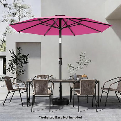 AreShark 9 FT Patio Umbrella for Outdoor, Outdoor Table Umbrella with Push Button Tilt and Crank, Outdoor Patio Umbrellas with 8 Sturdy Ribs for Market, Garden, Pool (Rose Pink)