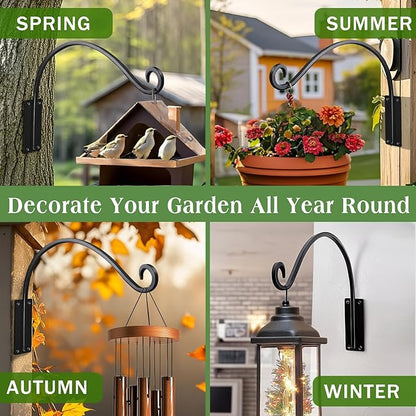 16 Inch Plant Hangers Outdoor 4 Pack,Plant Hanging Hook Bracket for Bird Feeder Hanger,Hanging Plant Hooks for Outside Baskets Lanterns Wind Chimes Outdoor Indoor