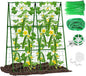 2-Pack A-Frame Cucumber Trellis for Raised Bed - 33"x47" Foldable Garden Trellis with Net & Clips|Space-Saving Metal Plant Support for Cucumber, Tomato, Peas|Rust-Proof Outdoor Climbing Plants Trellis