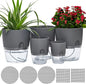 6/4.1/3.2 Inch Self Watering Planter Pots, 5 Pack African Violet Pots for Indoor Outdoor Windowsill Gardens, Self Aerating, High Drainage, Deep Reservoir(Gray)