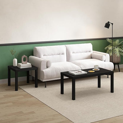 Furinno CLASSIC Coffee Table, Modern Rectangle Coffee Table with 1.8" Triple Thick Tabletop, Side Table, Toolless Assembly, for Living Room, Home Office, Black
