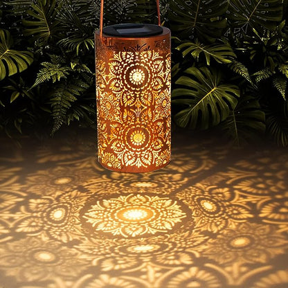 Solar Lanterns Outdoor Hanging Lantern Lights,Sunflower Metal Decor Lanterns-Waterproof LED Decorative Light for Garden Patio Yard Lawn Backyard Front Porch as Gifts for Mom Grandma Women