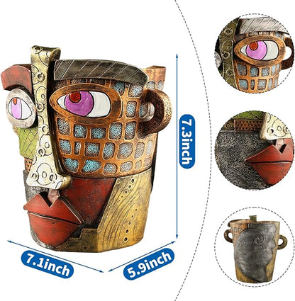 Abstract Face Planters Pots Head,Unique Head Planter for Indoor Plants,Funny Face Flower Pot,Colorful Plant Pots for Outdoor Garden Decor and Home Art Decoration(Classic)