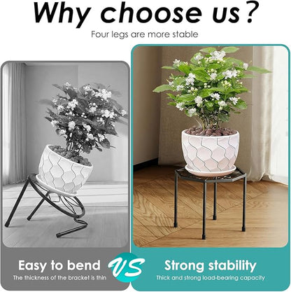 5-Pack Metal Plant Stands for Outdoor Indoor, Anti-Rust Iron Flower Pot Stand, Heavy Duty Plant Pot Shelf for Multiple Plant, Decoration Racks for Home, Patio & Garden (Black)