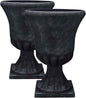 Southern Patio Winston Plant Urn, Garden Planter Urn for Flowers and Plants, 16" D x 16" W x 21" H, Weathered Black, 2 Pack