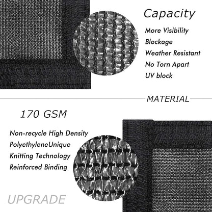UPGRADE Privacy Fence Screen 5'x42' Black Outdoor 90% Visibility Blockage 170 GSM Mesh Shade Cover Panels for Backyard,Balcony,Home Decoration with Zip Ties,Customized Avaliable