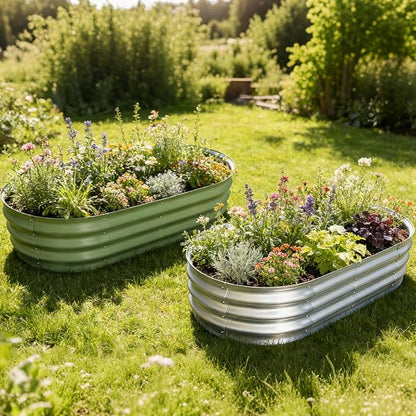 Galvanized Raised Garden Bed, 4x2x1 FT Thickening Planter Boxes Outdoor, Raised Beds for Gardening, Easy Assembly Large Garden Bed for Vegetables, Fruits, Flowers (2-Pack)