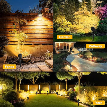 T-SUNUS Solar Spot Lights Christmas 6-in-1 Outdoor Warm White 3000K Landscape Spotlight IP65 Waterproof Separated Panel Spotlights with 9.8ft Cable Auto On/Off for Tree Lawn Driveway Pathway Halloween